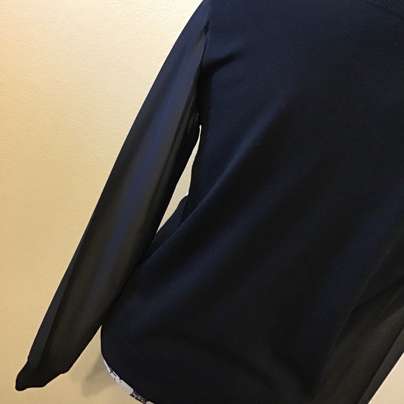 Rebekah Minkoff Leather Panel Sheer Sleeve Sweater Small - Picture 6 of 10